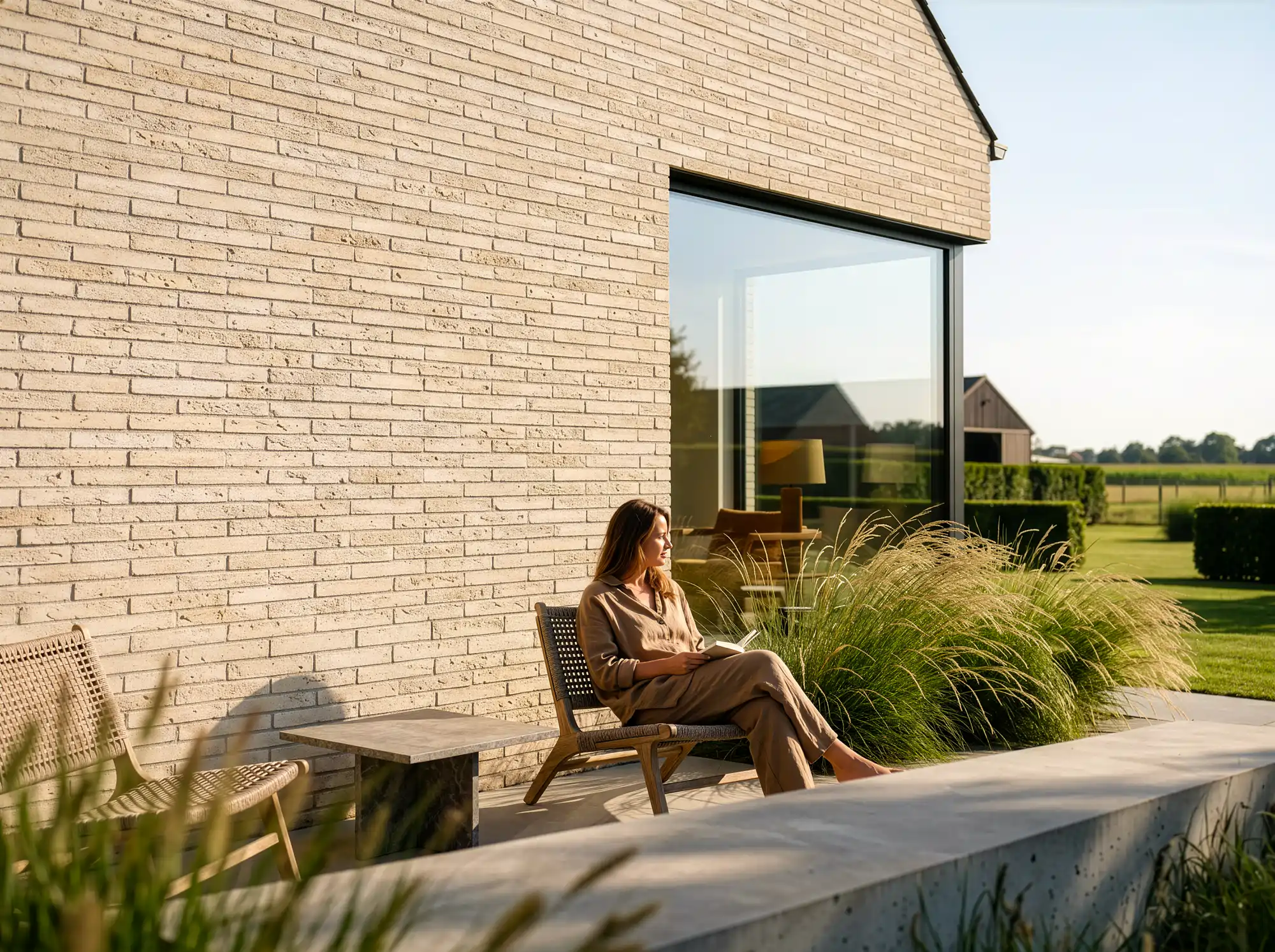Płytki ceglane LONG - Sandstone Beige- elewacja 